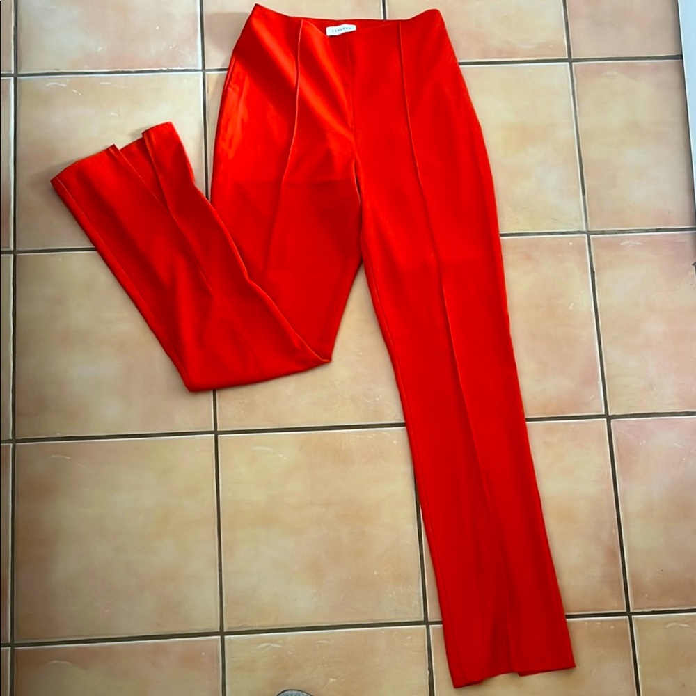 Topshop red split hem hot pants